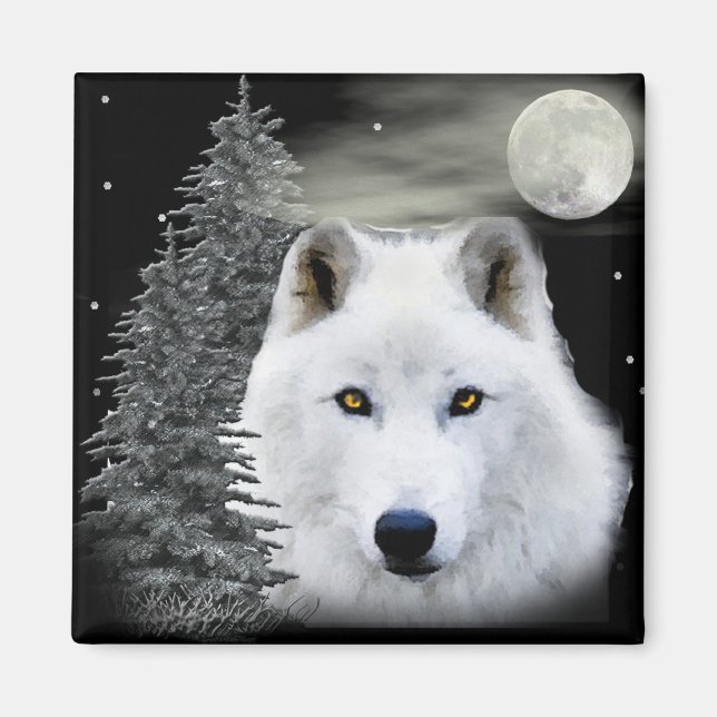 Imán lobo de nieve ártico (Frente)