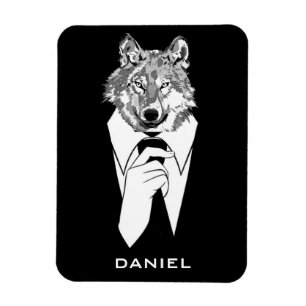 Imán Lobo divertido hipster con esmoquin negro personal