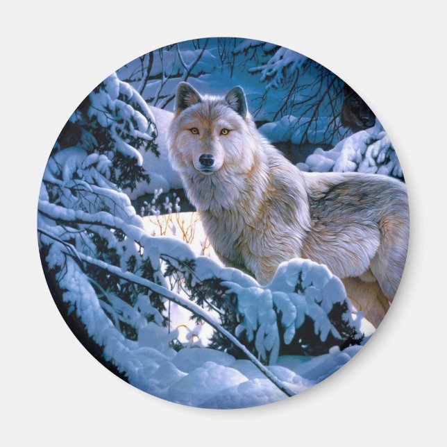Imán Lobo en la pintura del bosque de invierno (Frente)