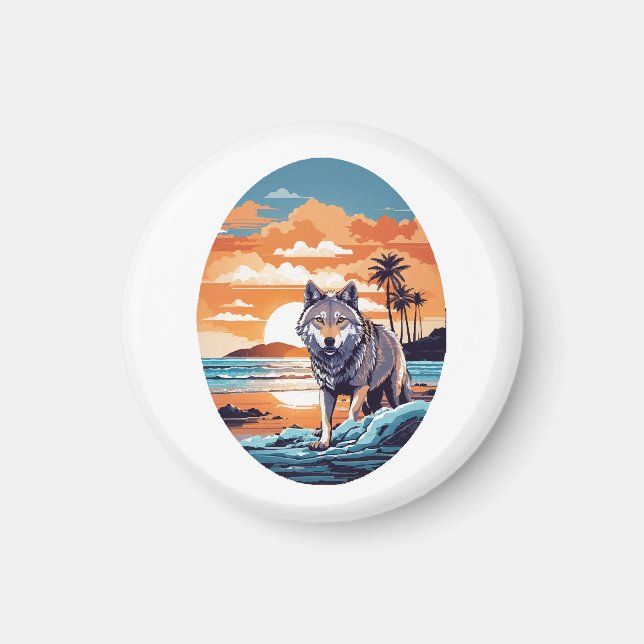 Imán Lobo en la playa (Frente)