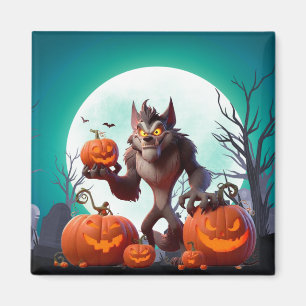Imán Lobo feroz y calabazas de Halloween