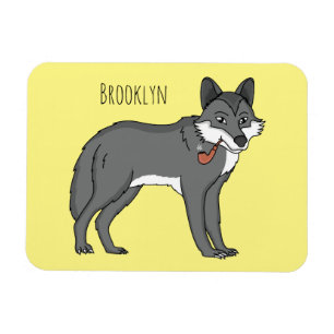 Imán Lobo gris con ilustracion de personalizado de tube