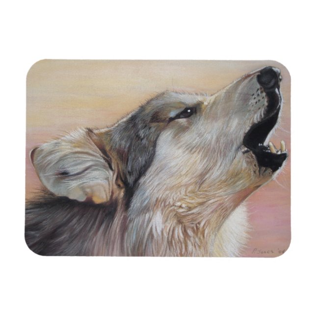 Imán lobo gris de la vida salvaje gritando contra la pu (Horizontal)