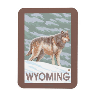 Imán Lobo gris StandingWyoming