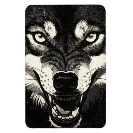 Imán Lobo Gruñón Estilo Gráfico 50s Negro Blanco
