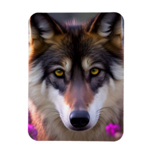 Imán Lobo joven en flor rosa fucsia