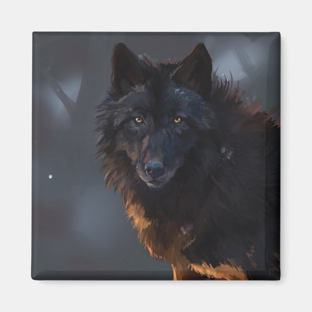 Imán lobo negro (Frente)