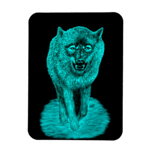 Imán Lobo negro enojado en la noche