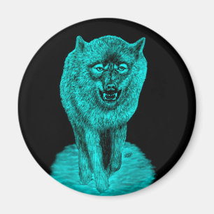 Imán Lobo negro enojado en la noche