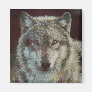 Imán lobo pintado a mano