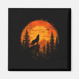 Imán Lobo puesta de sol montaña bosque naturaleza salva