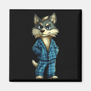 Imán Lobo Soñador Divertido Con Ropa De Dormir Para Niñ