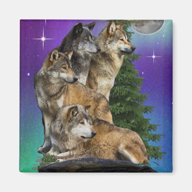 Imán lobo y luna (Frente)