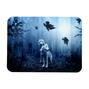 Imán Lobos en el bosque al amanecer