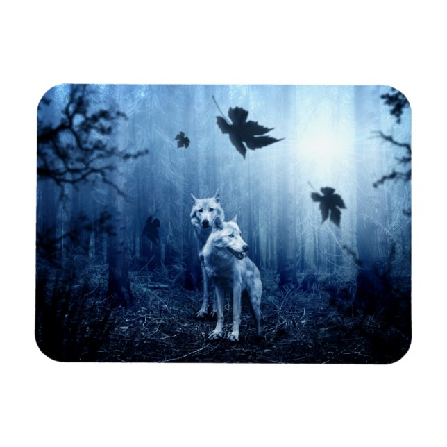 Imán Lobos en el bosque al amanecer (Horizontal)