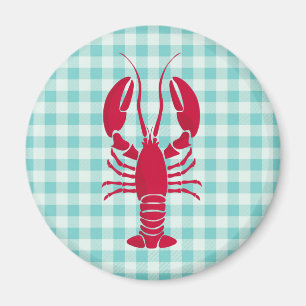 Imán Lobster en Blue Gingham