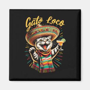 Imán Loco mexicano de Gato Sombrero Cat Cinco De Mayo F