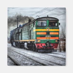 Imán locomotor verde y amarillo del tren