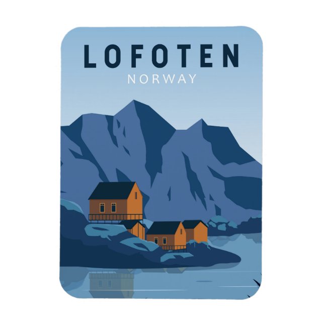 Imán Lofoten Noruega Viaje Arte de época (Vertical)
