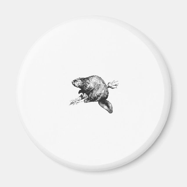 Imán Logo de Beaver Line Art (Frente)