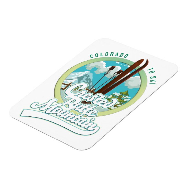 Imán Logo de Crested Butte Mountain Colorado Ski (Lado Izquierdo)