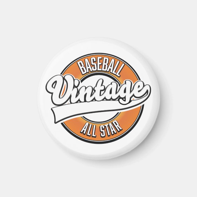 Imán Logo de estilo vintage de béisbol. (Frente)
