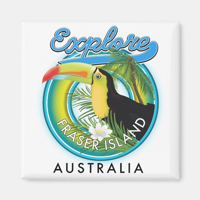 Imán Logo de exploración de la isla Fraser Australia (Frente)