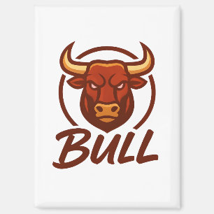 Imán Logo de Fierce Bull Head, Creative Mascot BULL