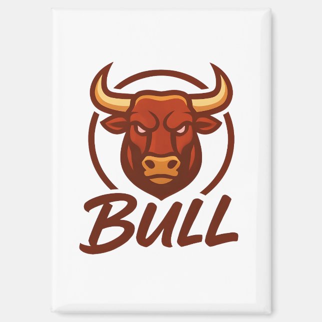 Imán Logo de Fierce Bull Head, Creative Mascot BULL (Anverso)