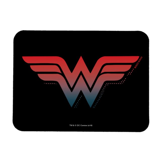 Imán Logo de gradiente rojo de mujer maravilla (Horizontal)