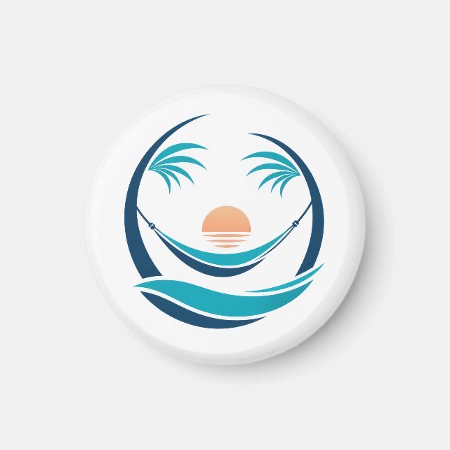 Imán Logo de hamaca de lujo al atardecer (Frente)