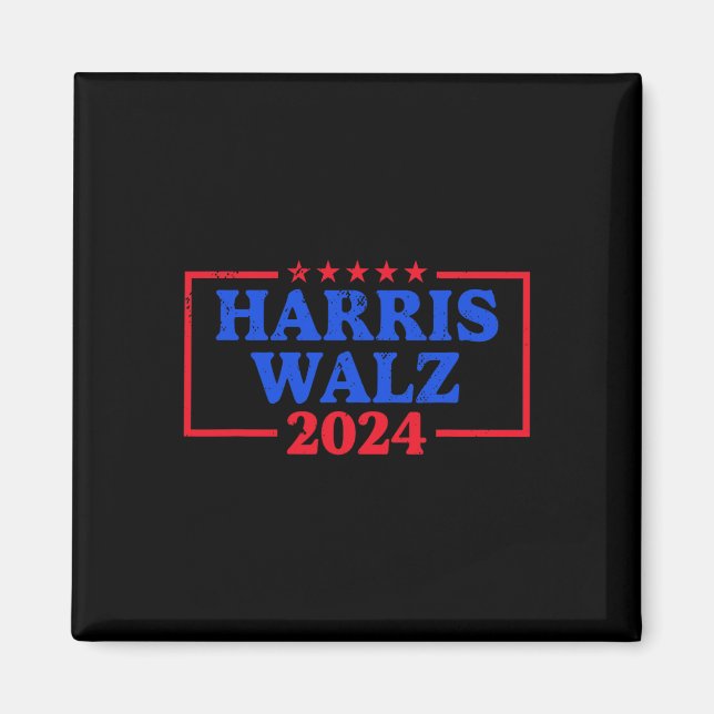 Imán Logo de la campaña Harris Walz 2024 Eslogan demócr (Frente)