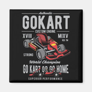 Imán Logo de la Carreras vintage Go-Kart