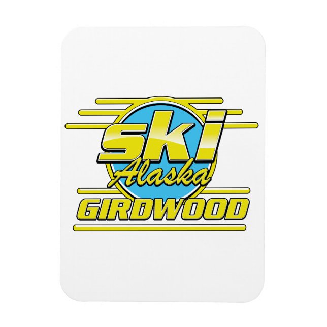 Imán Logo de la estación de esquí de Girdwood Alaska 80 (Vertical)