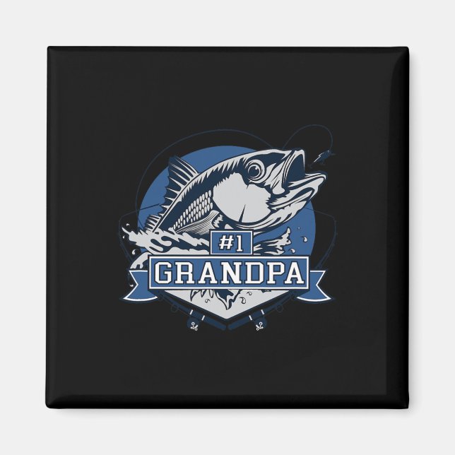 Imán Logo de la moda número 1 de pesca del abuelo (Frente)