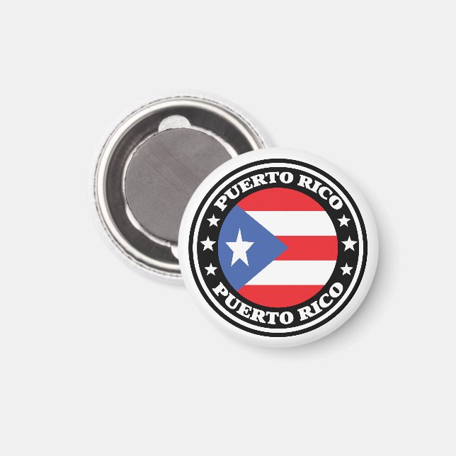 Imán Logo de la Ronda Bandera Nacional de Puerto Rico (Anverso/Reverso)