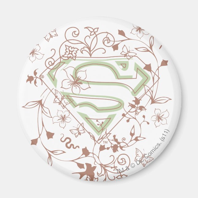 Imán Logo de Supergirl Green Floral (Frente)