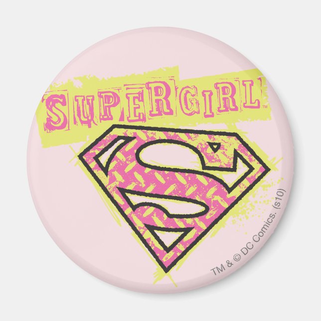 Imán Logo de Supergirl Grunge Rosa (Frente)