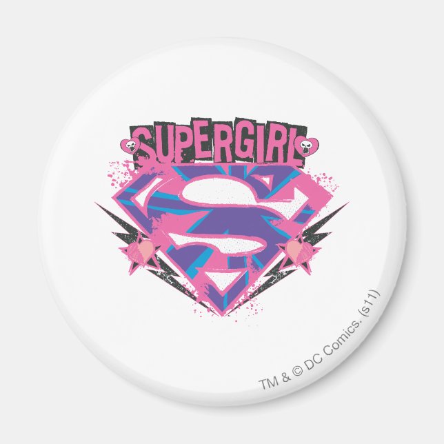 Imán Logo de Supergirl Pink and Purple Grunge (Frente)