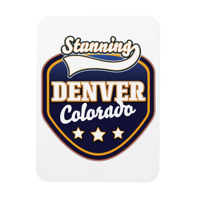 Imán Logo de viajes de Denver Colorado (Vertical)