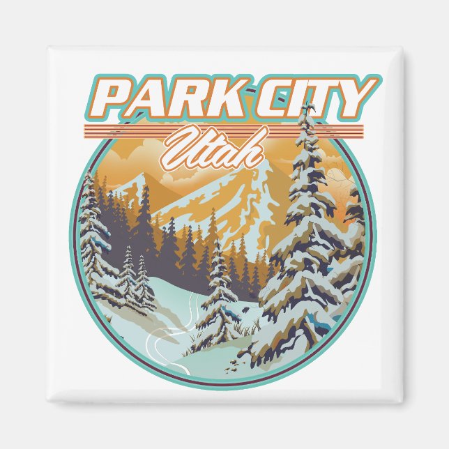 Imán Logo de viajes de Park City Utah (Frente)