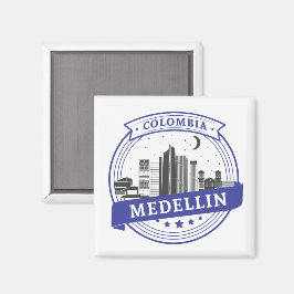Imán Logo del Blue White Medellín Colombia Cityscape