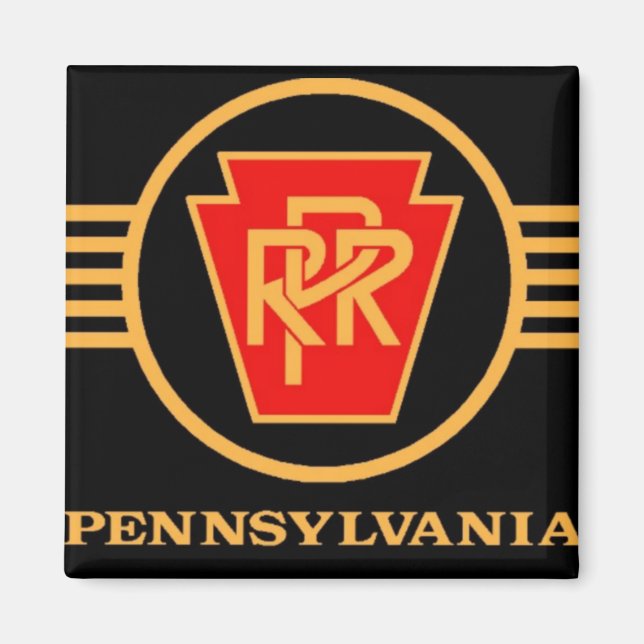 Imán Logo del Ferrocarril de Pensilvania, negro y oro (Frente)