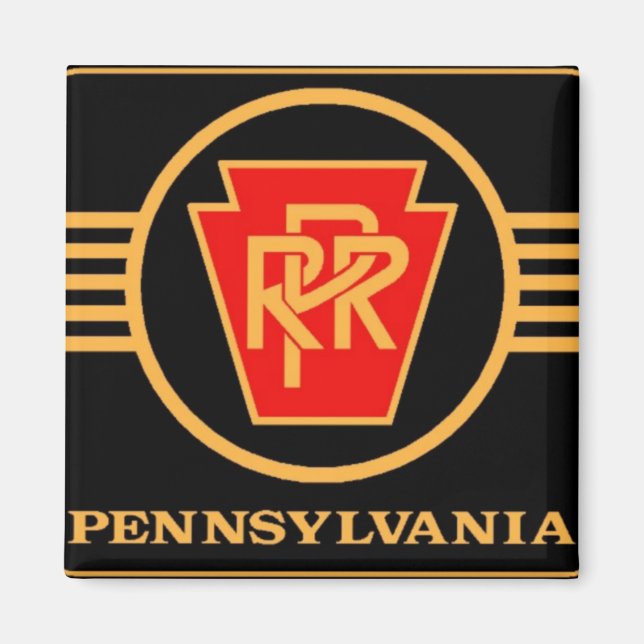Imán Logo del Ferrocarril de Pensilvania, negro y oro (Frente)