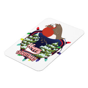 Imán Logo del personalizado Robin Navidades felices