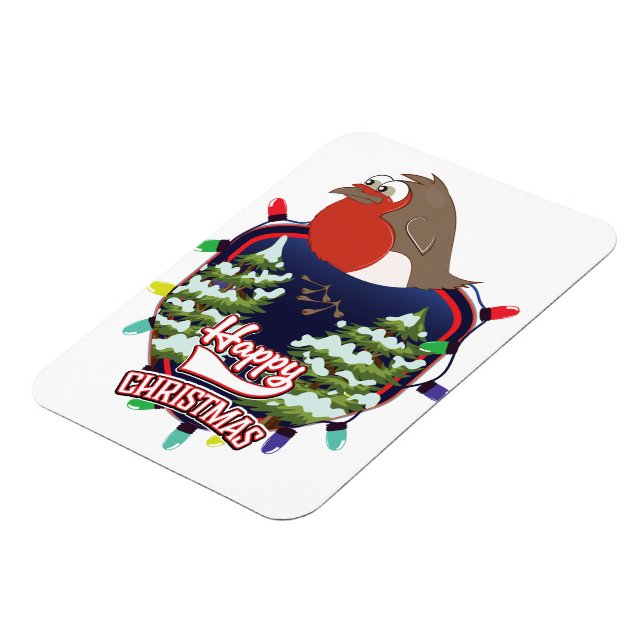 Imán Logo del personalizado Robin Navidades felices (Lado Izquierdo)