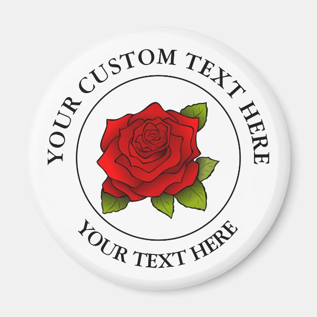 Imán Logo del Personalizado Rosa Roja (Frente)