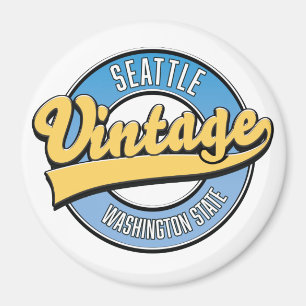Imán Logo retro del estado de Seattle.