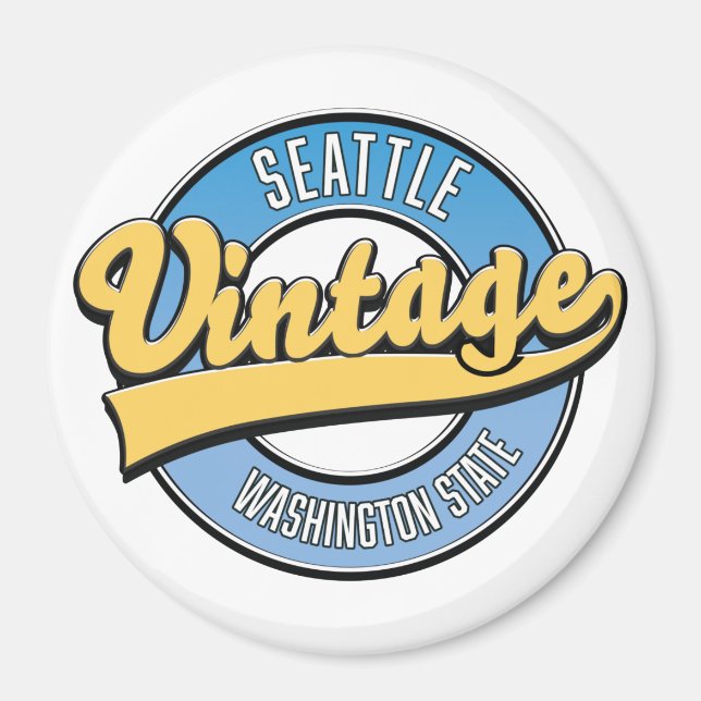 Imán Logo retro del estado de Seattle. (Frente)