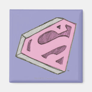 Imán Logo rosa esbozado de superchica